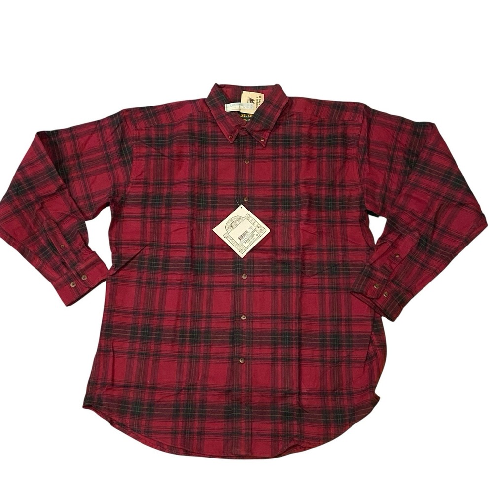 Hazel Creek Men's Long Sleeve Shirt Red Plaid 100% Cotton Button Up Work